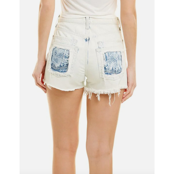 7 For All Mankind Ocean Avenue Shorts Womens 25 Distressed High Rise Button Fly - Picture 2 of 14
